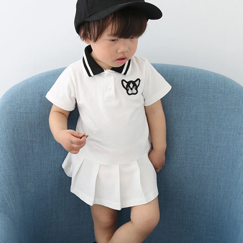 Baby Girl Lapel Embroidery Tennis Dress Summer Children Clothing Cute Pleated Kids Short-sleeve Shirt Dresses Toddler | Детская одежда