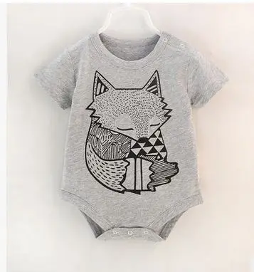 grey fox Детские комбинезоны с рисунком лисы; комбинезон с короткими рукавами для малышей; одежда для маленьких мальчиков; Детские цельнокроеные наряды; Одежда для девочек - Цвет: grey fox