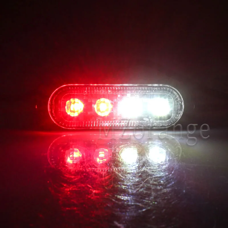 12 V-24 V 4Led мигает полиция Предупреждение светильник Strobe решетка огни мигающий светильник бар для грузовиков автомобильный проблесковый маячок Amber красные, синие движения светильник - Цвет: White Red