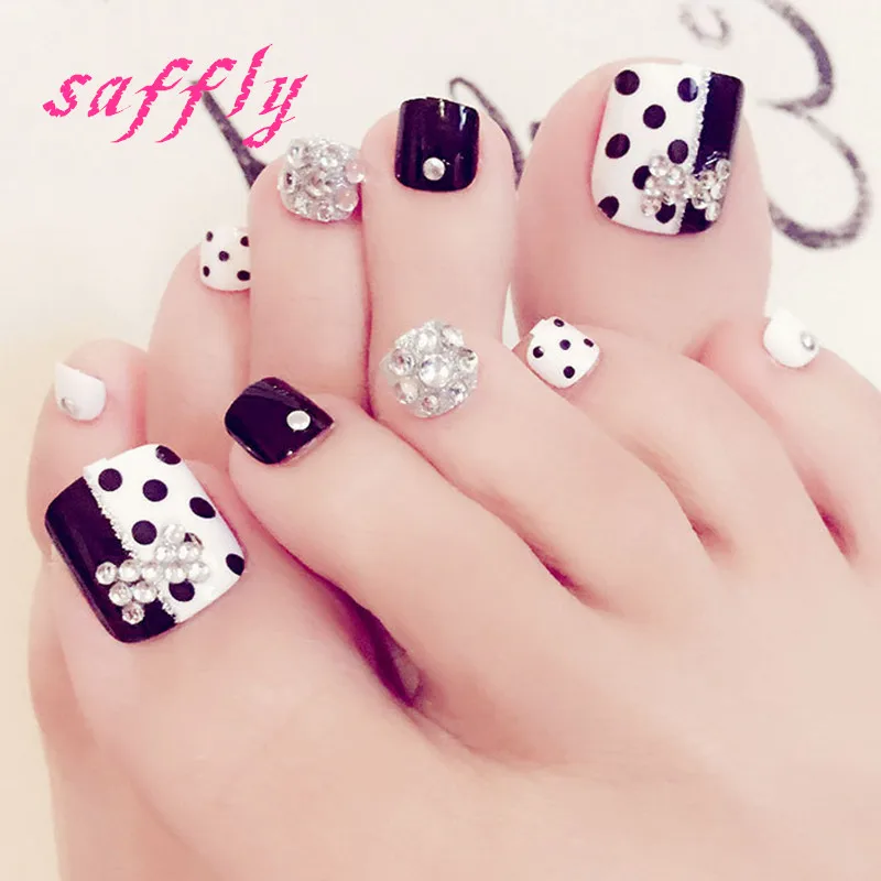 Летние красивые шикарные волнистые ногти с бриллиантами 24 шт./компл. модные