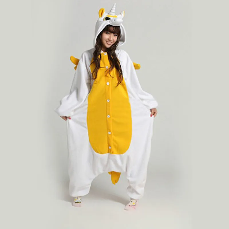 Yellow Unicorn Wings HKSNG Новое поступление розовый синий серый Бегемот кигуруми Рождество животное ноги Хэллоуин Тоторо коала пижамы костюмы-комбинезоны кигуруми - Цвет: Yellow Unicorn Wings