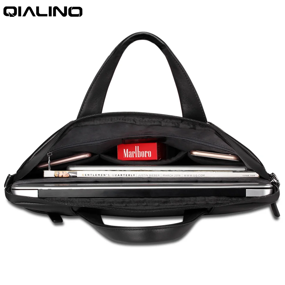 QIALINO портативный Высококачественная кожа портфель для 15 "Macbook Pro