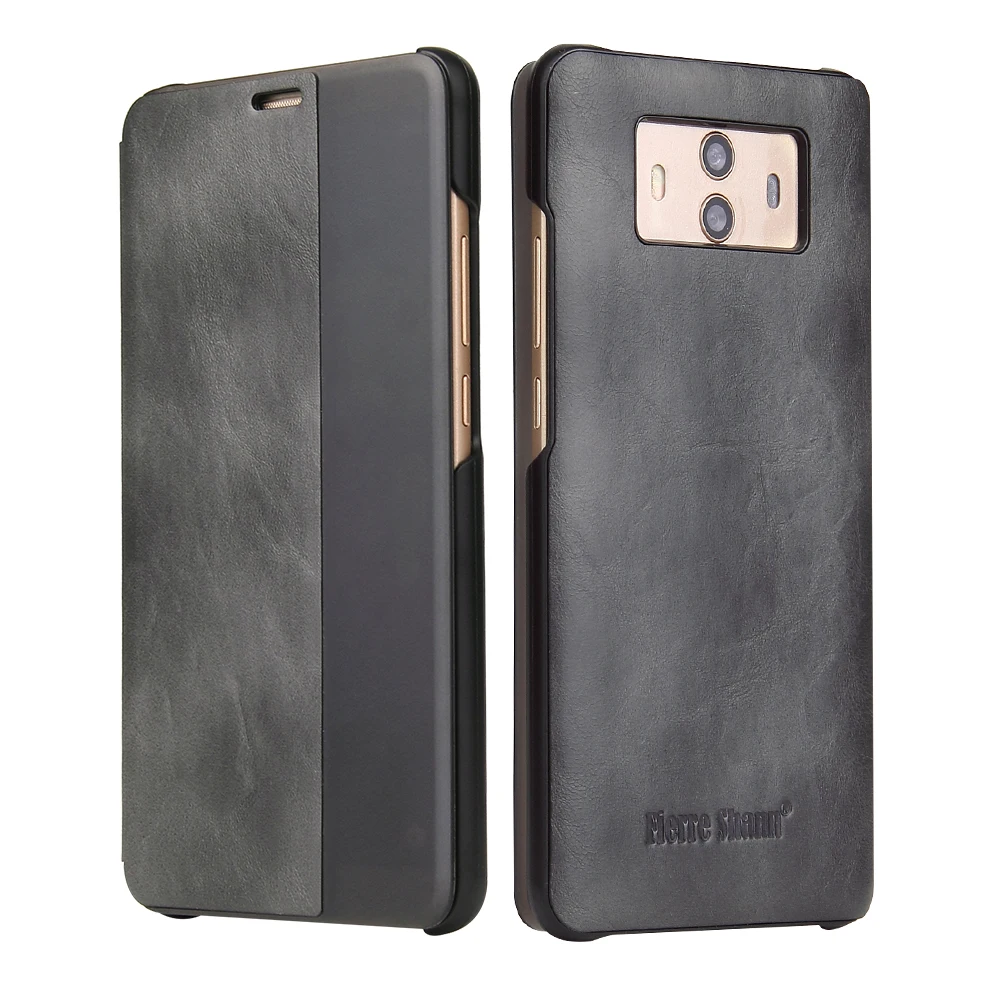 Fierre Shann брендовые панель для Huawei Mate 10 Sir PU Кожаные чехлы телефонов Smart-View Book style Folio