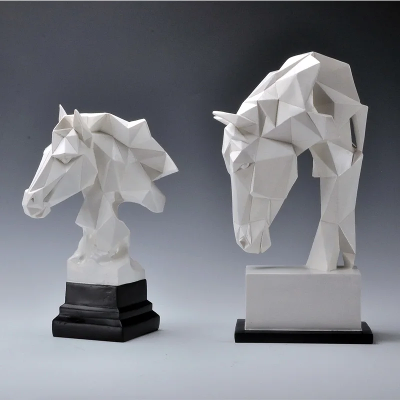 

Nordic Origami Horse Head Statues Geometry Animals Resin Art&Craft Home Decoration Accessories For Living Room R651
