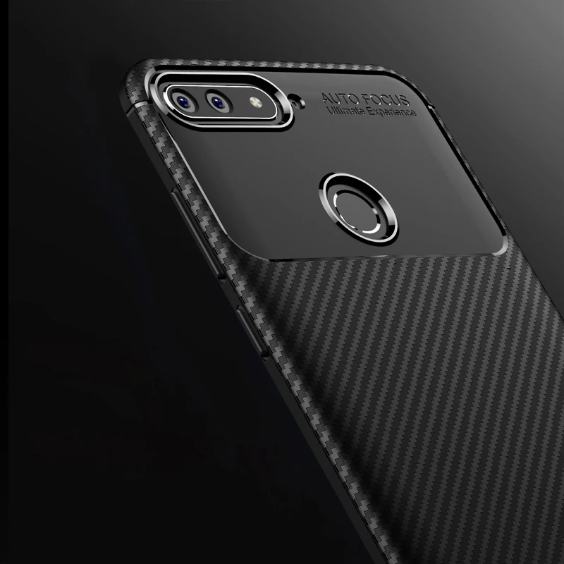 MAKAVO For Huawei Honor 7A Case Matte Soft Silicone Back Phone Carbon Fiber Texture TPU Cover |