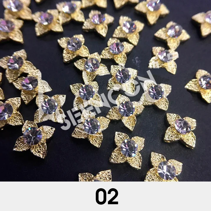 Новое поступление 10 шт. металлические Золотые листья с жемчужинами AB Стразы