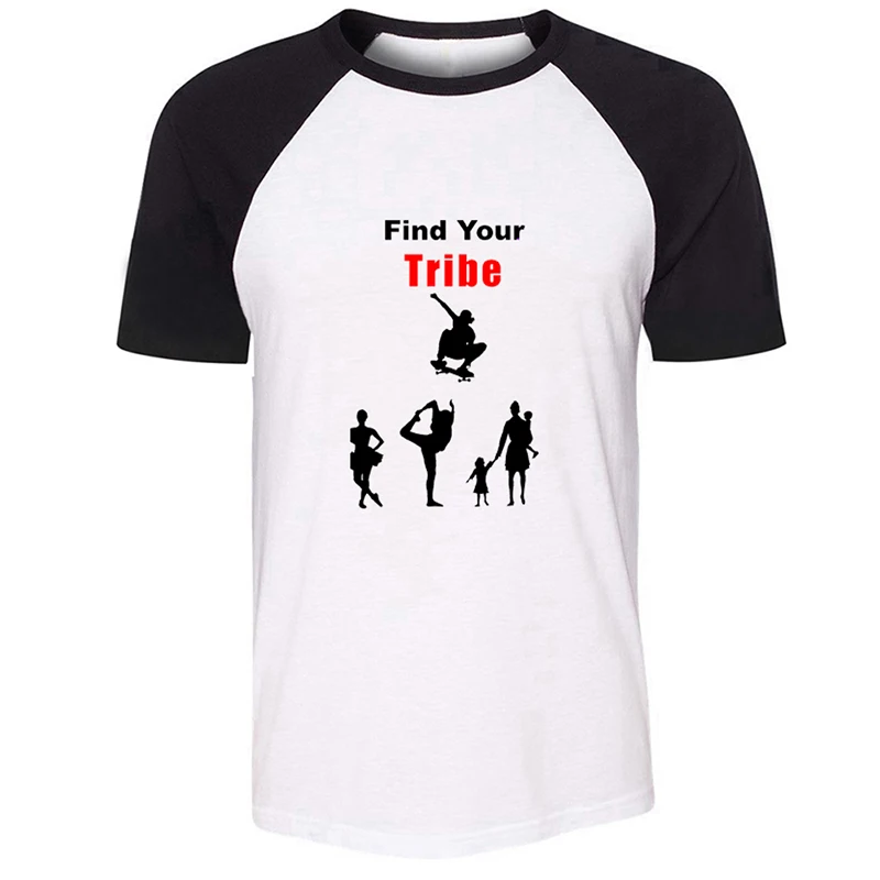 Forest of Imagination Find Your Tribe Design Mens Guys Printing T Shirt Graphic Tee Short Sleeve Cotton Tshirts | Мужская одежда