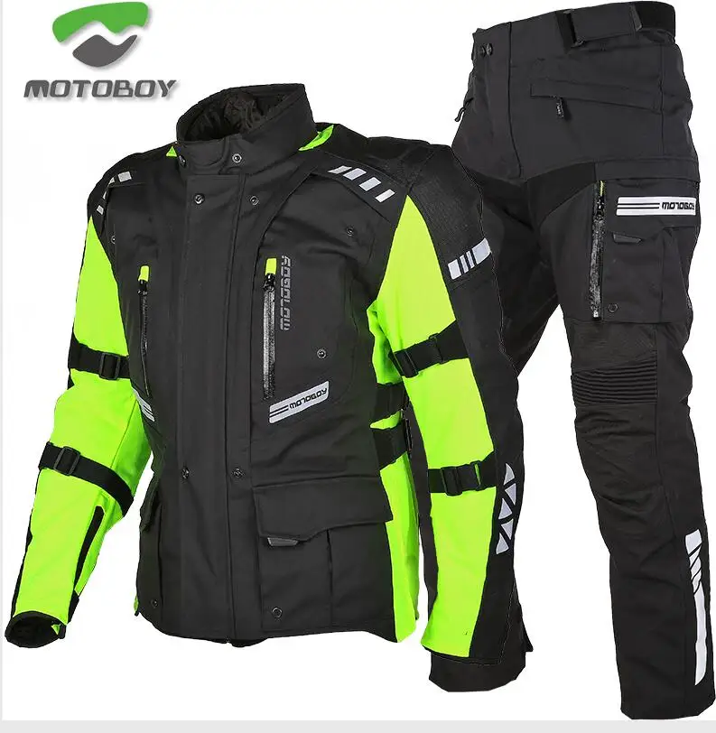 Yellow Motoboy touring Приключения мотоцикла защитный 3 слой куртки& Костюм со штанами высокий видимый жилет и водонепроницаемый и теплый вкладыш - Цвет: Yellow