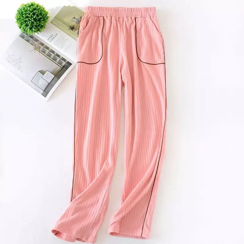 Хлопковые женские пижамы удобные повседневные свободные брюки для сна на весну и