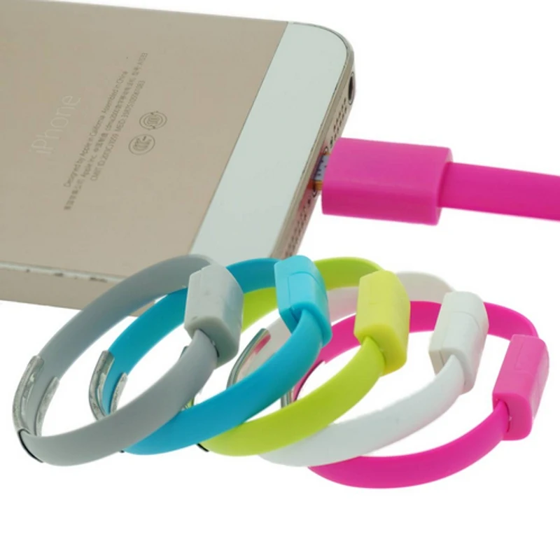 

22cm Wrist Band Usb Data Cable Noodle Portable Sync Charger Bracelet Charger for Apple iPhone 5 5s 6 6s Plus iPad Air Mini 2 3