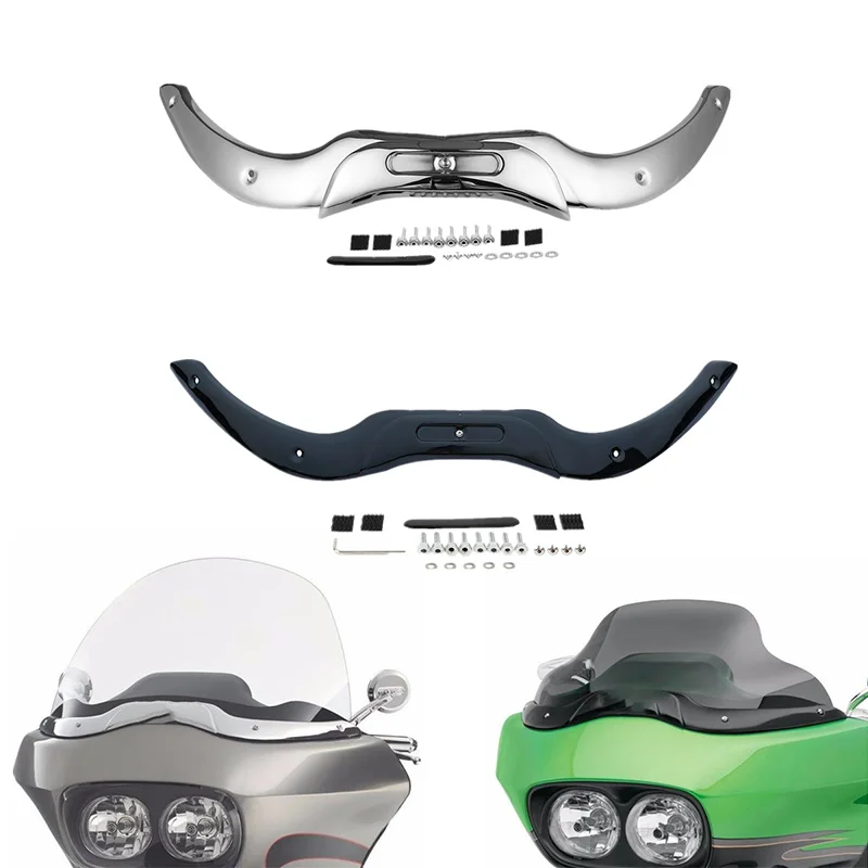 Ветровое стекло мотоцикла Накладка для Harley Touring CVO Road Glide модели ультра пользовательских 2004-2013 Хром Черный