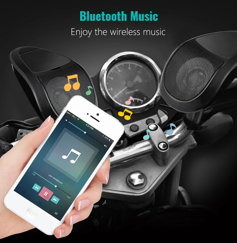 12 В 2 шт. MT493 мотоцикл аудио портативный стерео Bluetooth колонки Водонепроницаемый светодиодный светильник MP3 плеер FM радио тюнер