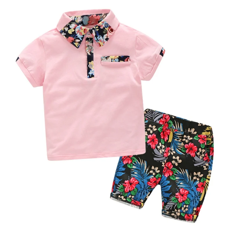 Baby Boy Clothes Set Kids Printed Short Sleeve + Pant Suit Summer 2019 Infant Boys Casual Clothing Children Outerwear Sets | Детская