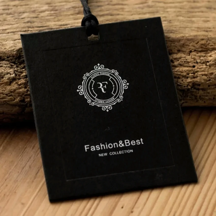 200pcs/lot 300gsm black paper tag silver foil customized garment clothes swing hangtag printed tags price | Дом и сад