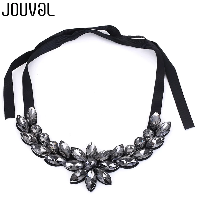 JOUVAL Европейский Воротник Чокеры ожерелье для женщин цветок ленты Кристалл