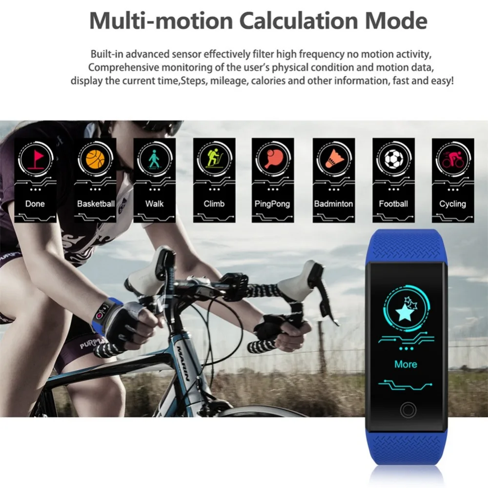 QW18 смарт-браслет 0 96 &quotцветной полный сенсорный экран фитнес-браслет монитор