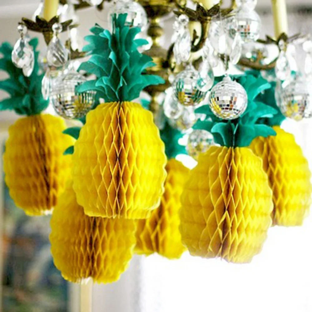 5 шт. вафельная ткань ананас подвесной Настенный декор гирлянды для стола Бумага