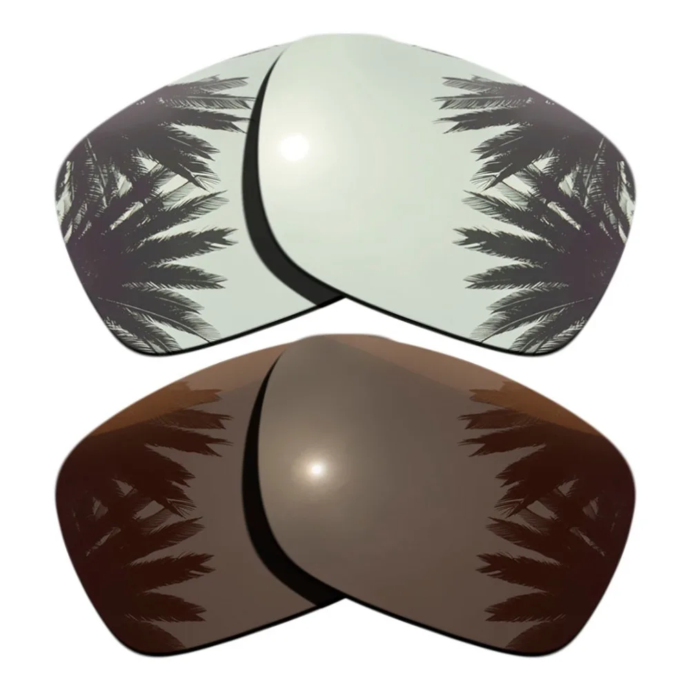 2 Pairs Polarized Replacement Lenses for Oakley Holbrook Frame Silver Mirrored &amp Brown