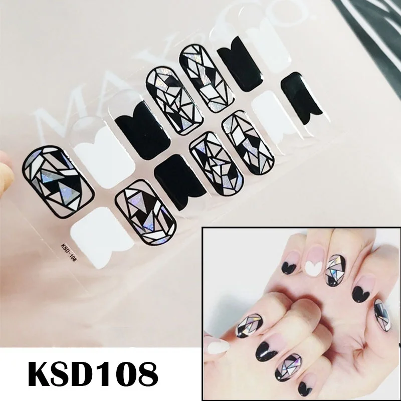 KSD108 Леди KINDOM DIY стикеры 3D на ногти Nail Art Лазерная целлофановая блестки накладные ногти водонепроницаемый дизайн ногтей экологическая фольга для обертывания ногтей - Цвет: KSD108