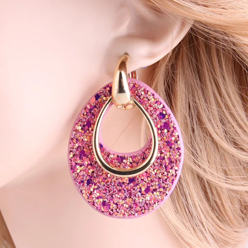 Большие кожаные серьги NeeFu WoFu женские подвески с блестящим камнем рождественский