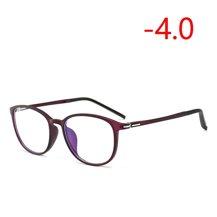 Myopia 400 1,56 асферические линзы овальные очки для близорукости с градусом Ретро ультра-светильник TR90 студенческие очки для близорукости 0~-4,0 - Цвет оправы: Myopia 400