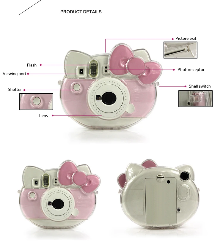 Crystal Transparent Protector Instax Mini Hello Kitty Case Bag+Album+ 10 in 1 Accessories Set For Fujifilm instax Kitty Camera