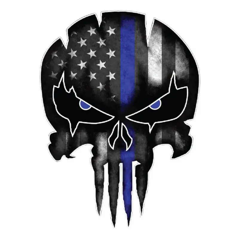 Car Sticker 13x9.5cm Blue Line Punisher Skull Reflective Motorcycle Decal | Автомобили и мотоциклы