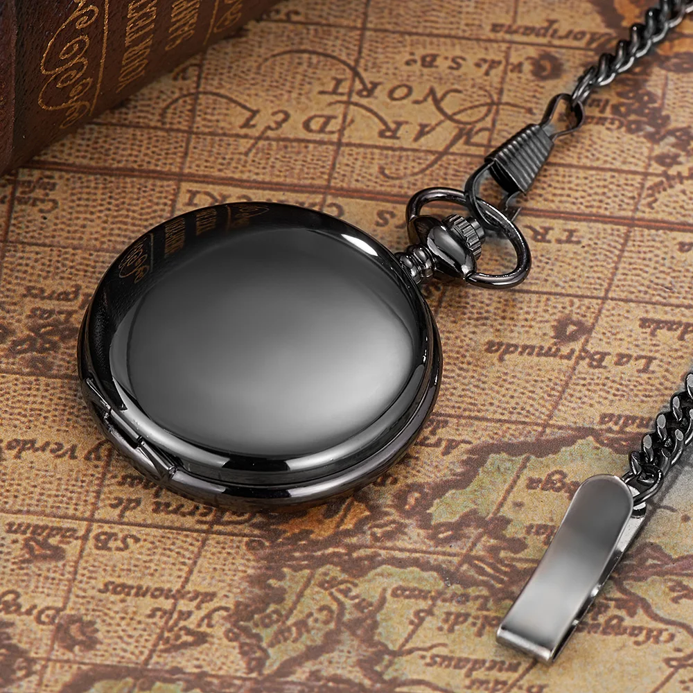 Мужские часы с цепочкой механические черные карманные винтажные черным