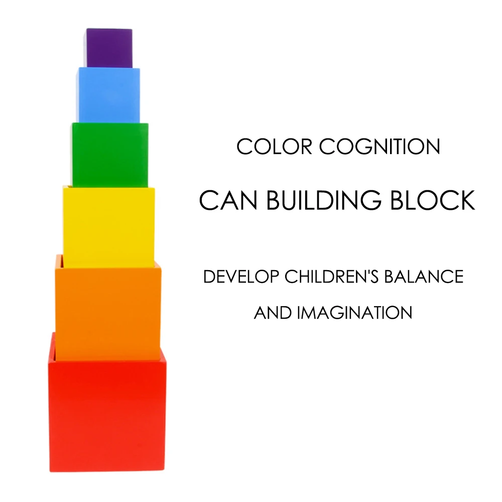 6 Colors Rainbow Building Blocks Colorful DIY Cube Children Square Box Wooden Toys Baby Stacking Educational | Игрушки и хобби