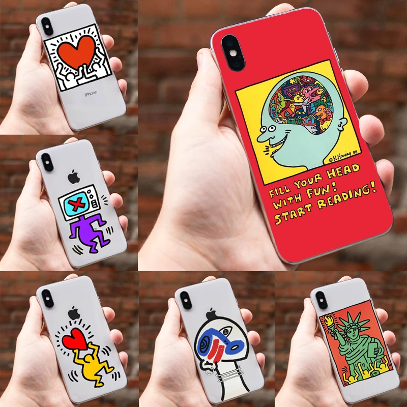 Keith Haring art в продаже Роскошные классные аксессуары для телефона чехол iPhone 8 7 6SPlus X SE