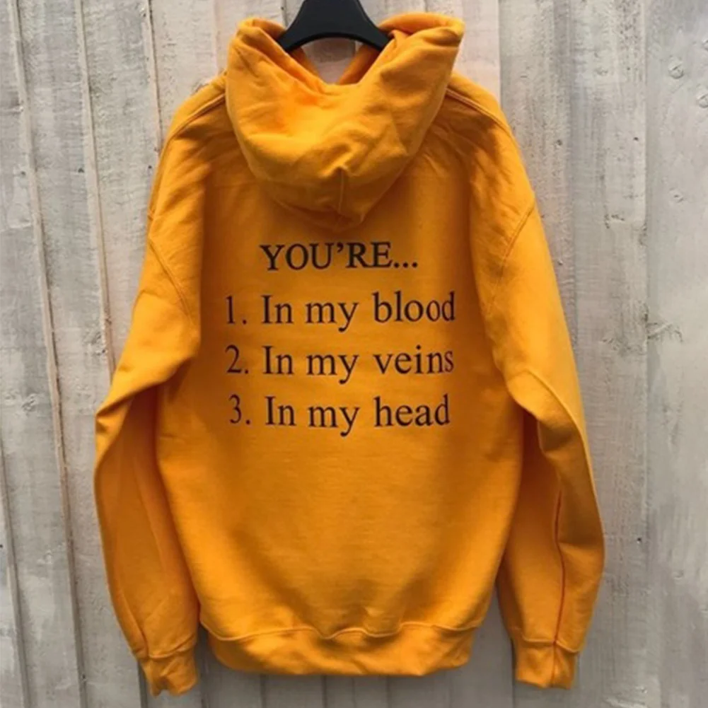 Женская Повседневная печать с длинным рукавом Drawstring Loose Hoodie пуловер капюшоном