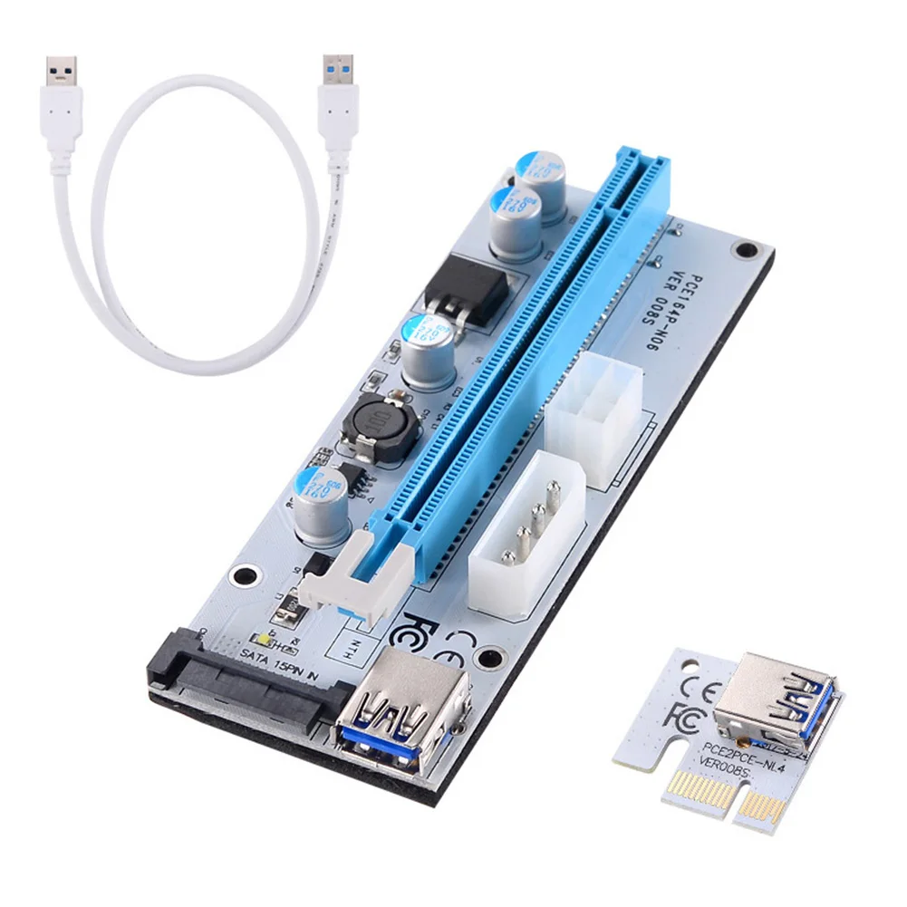 Горячая продажа 1 шт./6 шт./12 шт. PCI E Riser VER 008S Express 1X к 16X USB 3 0 Графический кабель