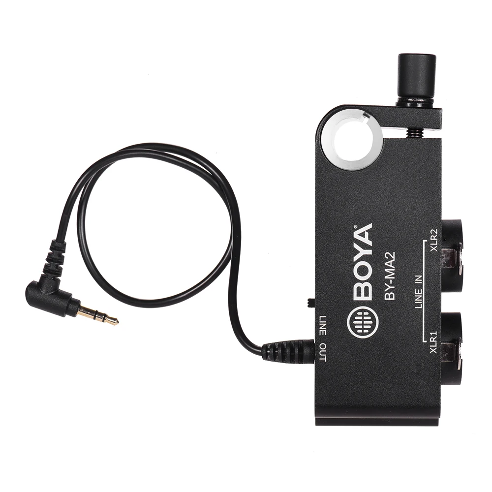 BOYA BY-MA2 двухканальный XLR Сделано в Китае XLR1/MIX/XLR2 переключается на 3,5 мм аудио адаптер смесителя для DSLR Камера видеокамера DV