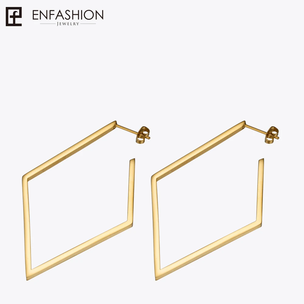 Женские серьги подвески из нержавеющей стали золотистого цвета|rhombus earring|earrings
