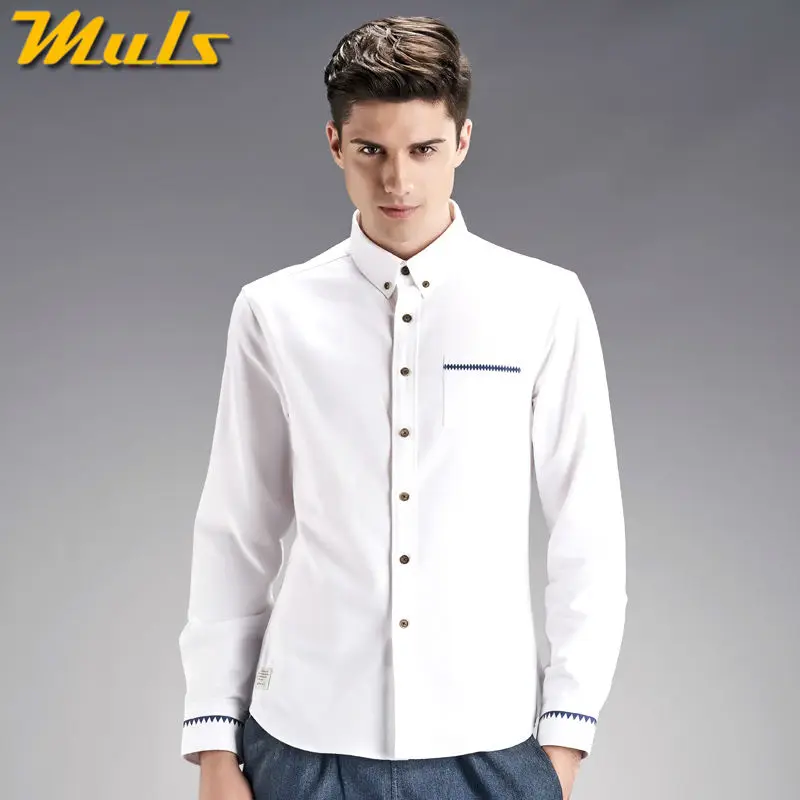 Повседневные мужские рубашки Muls брендовая одежда хлопок Оксфорд для мужчин с