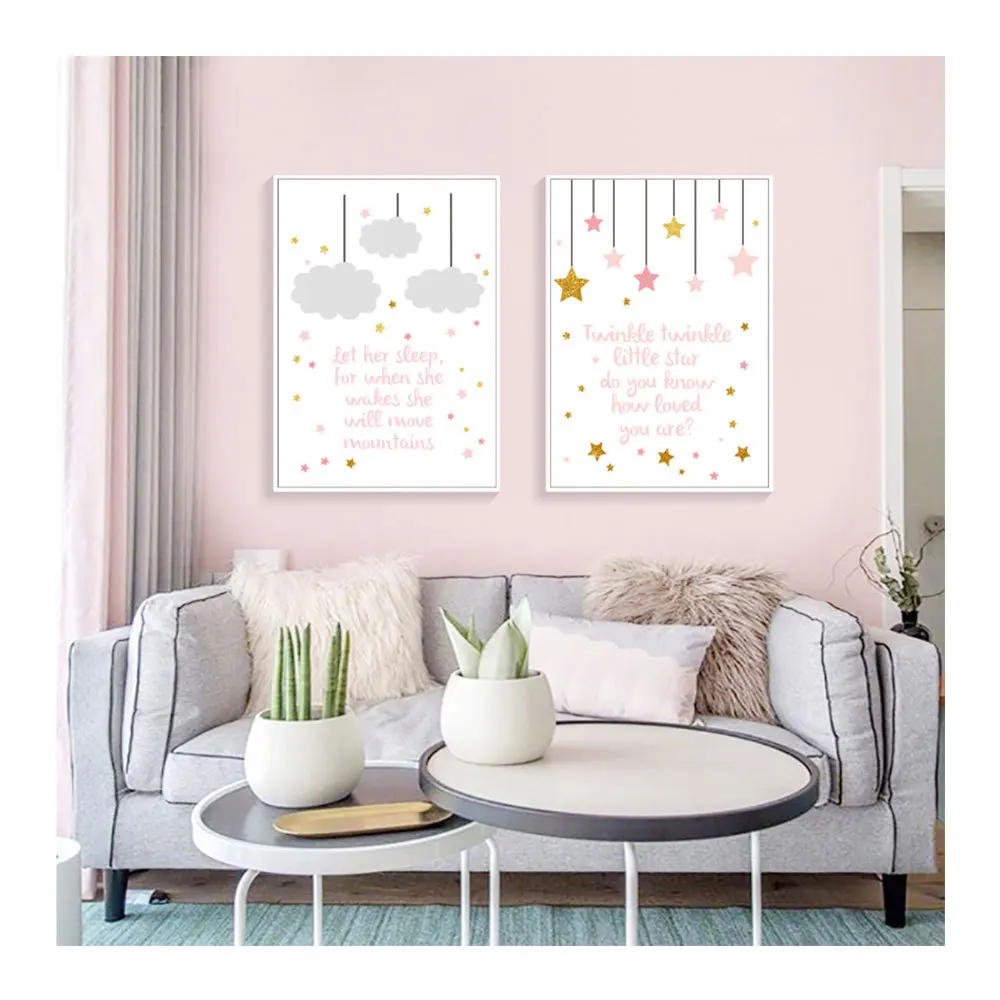 Современные A4 мультфильм кролик уши небольшой свежий Wall Art Стиль живопись Nordic детская Спальня украшение для