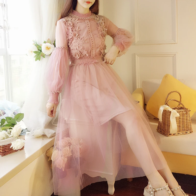 Женское Сетчатое платье с цветочным принтом длинное вечернее макси