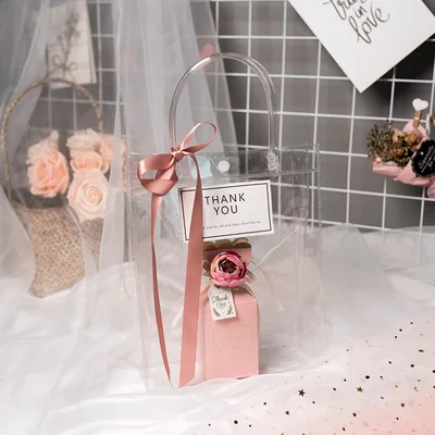 L Bags and Candy Box ПВХ Ясный Прозрачный сумка для подарка покупки желе рождественское благодарение Органайзер сумки подарочная упаковка с ручками коробки - Цвет: L Bags and Candy Box