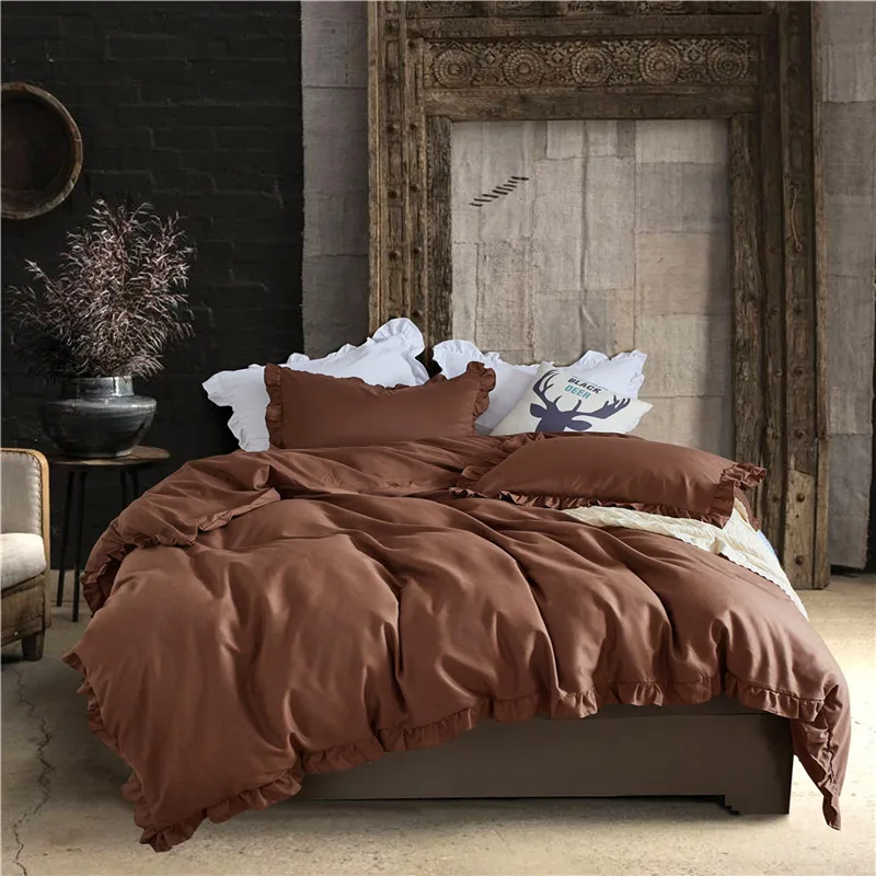 

2Pcs/3Pcs Luxury Solid Duvet Cover Sets with Pillowcases Wrinkle Free Bed Line Bedding Twin Queen King Size for Bed Home Textile