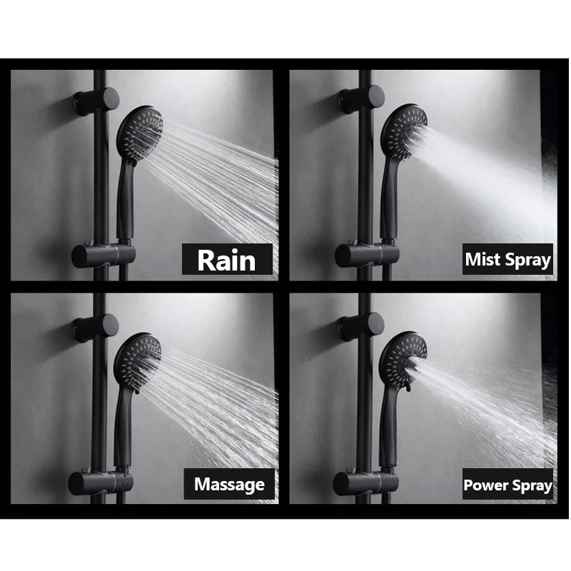 Набор душевых штангов WASOURLF душевая панель приспособление для ванны черная