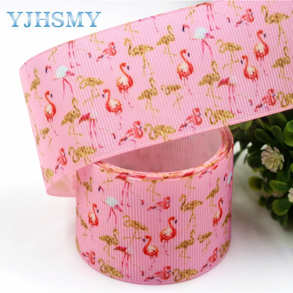 Лента YJHSMY 178112 с рисунком фламинго 38 мм 10 ярдов|cartoon ribbon|diy handmaderibbon ribbon |
