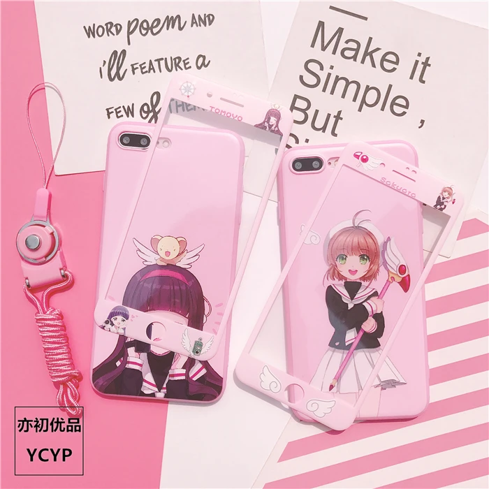 Чехол для iphone XS Max Cardcaptor Sakura + пленка экрана из закаленного стекла X XR 7 8plus 6 6S plus