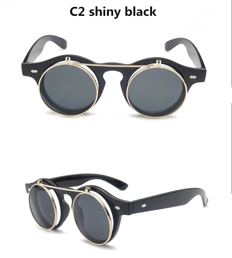 Sunglasses men Vintage Steampunk Goggles Clip on sunglasses Retro Flip Up Eyeglasses Gothic Eyewear Punk men Glasses Oculos