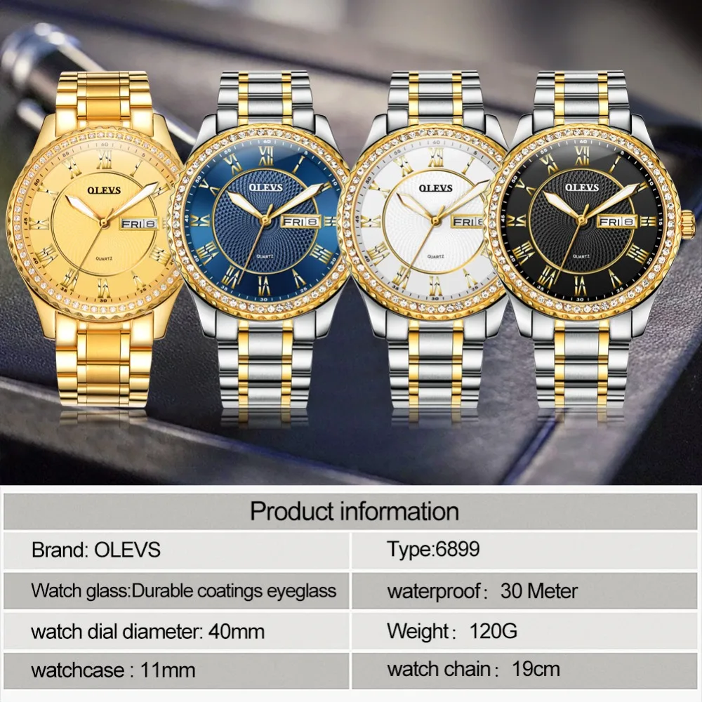 

2019 New OLEVS Mens Watches Top Brand Luxury Gold Watch Sport Quartz Watch Business Reloj Luminous Waterproof Wristwatch Relogio