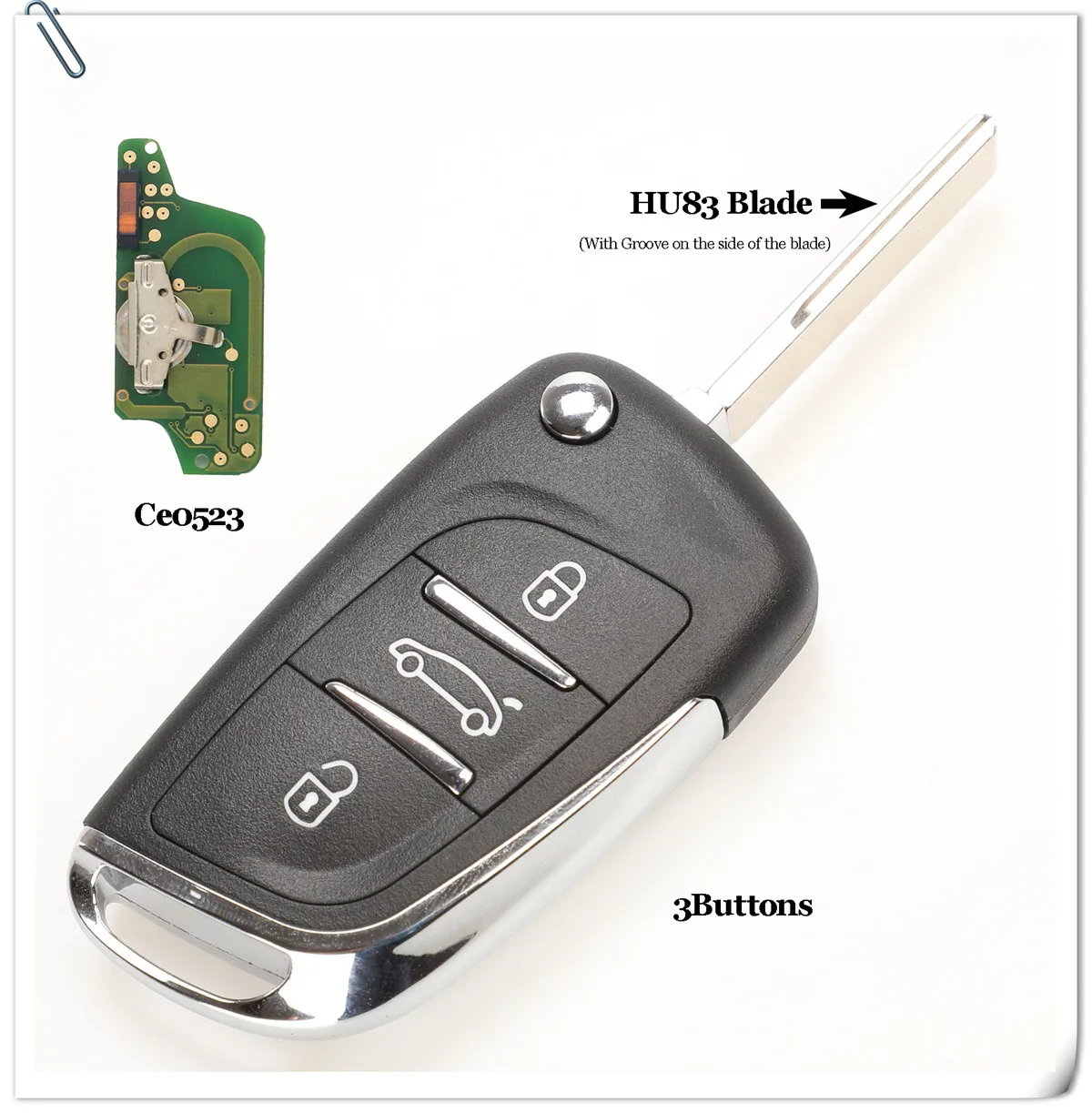 Jingyuqin Ce0523 ASK/FSK 2/3 кнопочный дистанционный Автомобильный ключ для Citroen C2 C3 C4 C5 433 МГц ID46 модифицированный откидной Складной автомобильный ключ управления