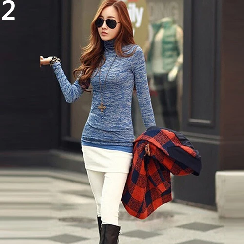 Fashion Lady Turtleneck Long Sleeve Jumper Sweater Knitwear Shirt Autumn Top |