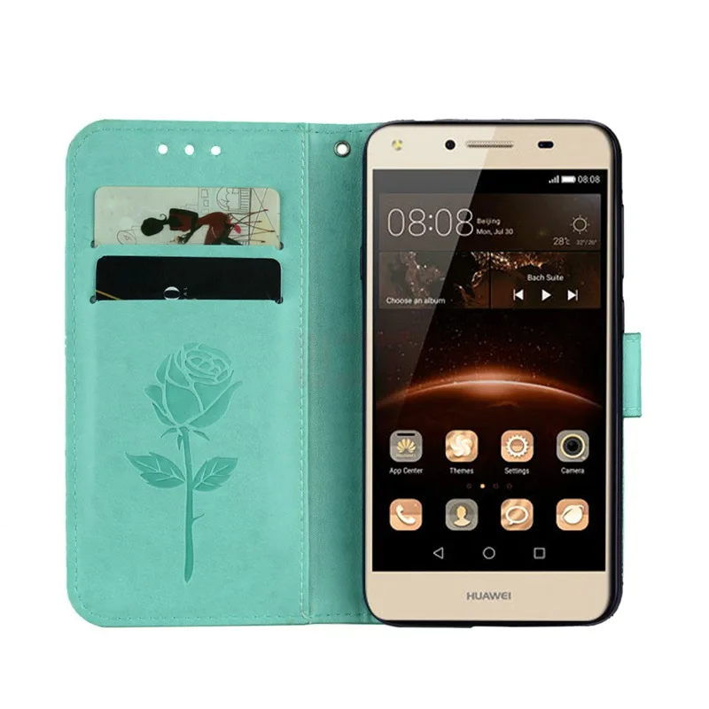 Роскошный кожаный чехол с объемным цветком для Huawei Y5II Y5 2 ii зеркальный Чехол