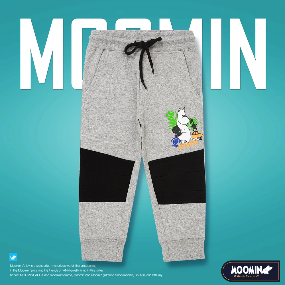 Moomin/ г.; штаны на завязках с рисунком для мальчиков; свободные детские штаны; длинные брюки для мальчиков с героями мультфильмов; хлопковые темно-синие брюки