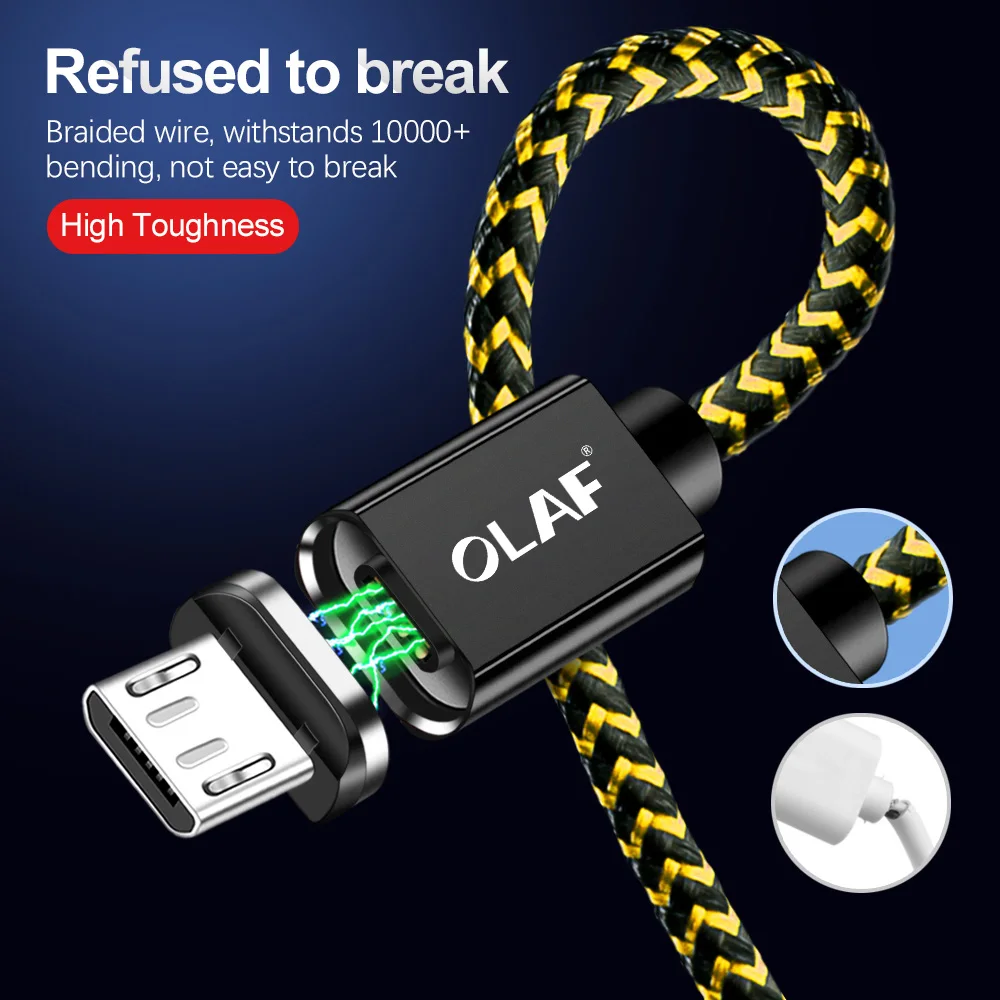 Магнитный кабель 3A 1 м Micro usb type C кабель для iPhone Быстрая зарядка usb type-C Телефон магнитное зарядное устройство для samsung Xiaomi huawei