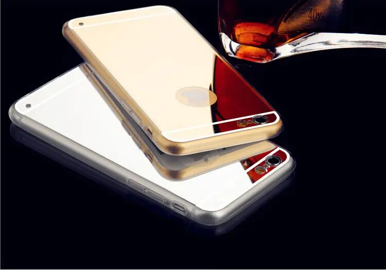 Силиконовый Золотой металлизированный зеркальный чехол для iPhone 7 6 6S Plus 5 5S SE 8 X XS Max
